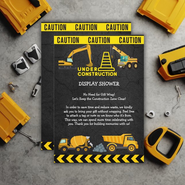 Tarjeta De Recepción Chalkboard en construcción Baby Shower (Subido por el creador)