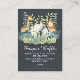 Tarjeta De Recepción Chalkboard Jungle Animal Baby Shower Diaper Raffle