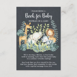 Tarjeta De Recepción Chalkboard Jungle Baby Shower Book for Baby Card