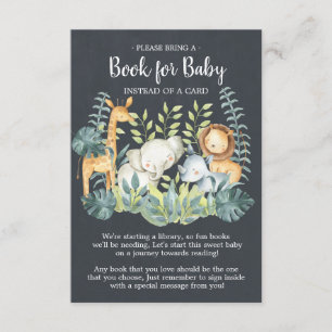 Tarjeta De Recepción Chalkboard Jungle Baby Shower Book for Baby Card