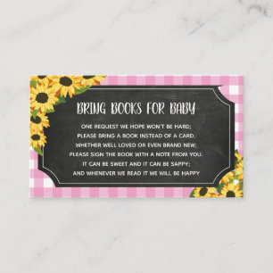 Tarjeta De Recepción Chalkboard Pink Gingham Sunflowers Libros Para Beb