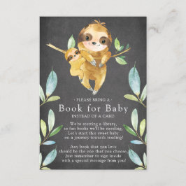 Tarjeta De Recepción Chalkboard Sloth Baby Shower Book for Baby Card