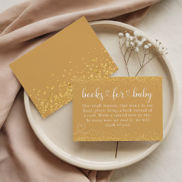Tarjeta De Recepción Champagne Gold Books for Baby Glitter Heart