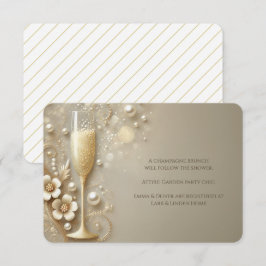 Tarjeta De Recepción Champagne & Pearl Elegant Wedding Shower