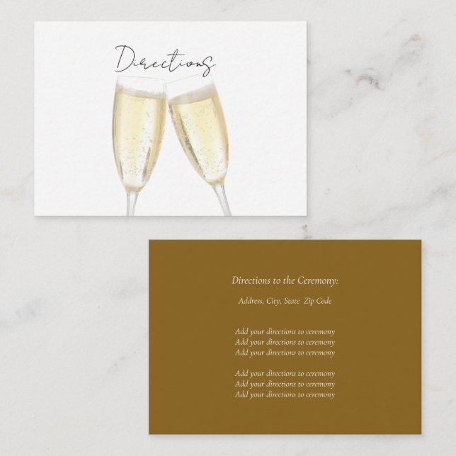 Tarjeta De Recepción Champagne Toast Directions (Anverso / Reverso)