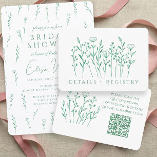 Tarjeta De Recepción Champán Nupcial de Flores Silvestres Dispersas Del