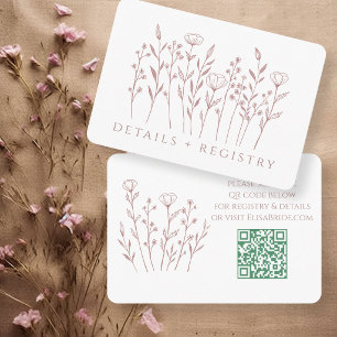 Tarjeta De Recepción Champán Nupcial de Flores Silvestres Dispersas Del