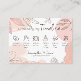Tarjeta De Recepción Champán Rubor Rosa - Línea de tiempo floral dibuja