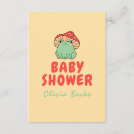 Tarjeta De Recepción champiñón con Baby Shower de rana
