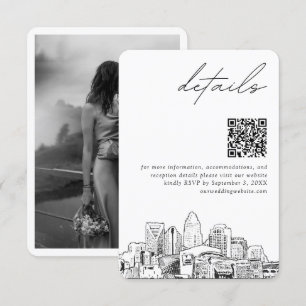 Tarjeta De Recepción Charlotte Boda Detalles modernos Código QR Pequeño