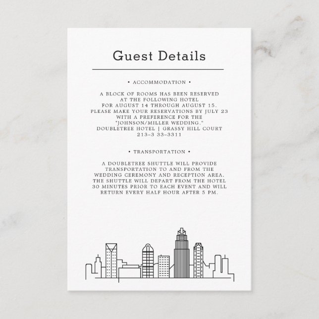 Tarjeta De Recepción Charlotte Boda | Información de invitado (Anverso)