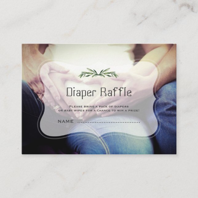 Tarjeta De Recepción Charm Leaves Foto Baby Shower Diaper Raffle (Anverso)