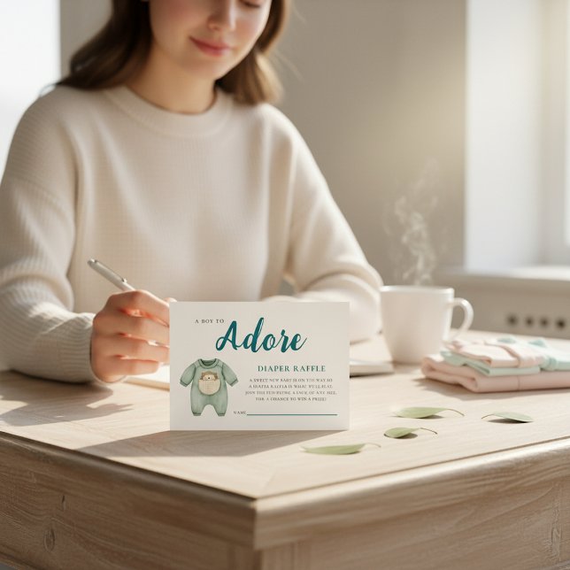 Tarjeta De Recepción Charming Hedgehog Baby Boy Diaper Raffle  (Subido por el creador)