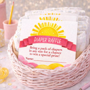Tarjeta De Recepción Charming Yellow Sunrise Baby Shower Diapper Raffle