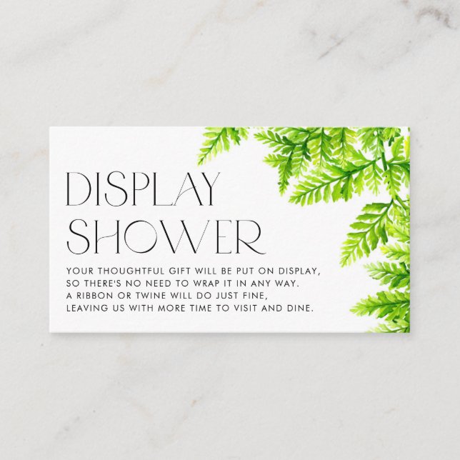 Tarjeta De Recepción Chartreuse Green Fern Lees Display Shower (Anverso)