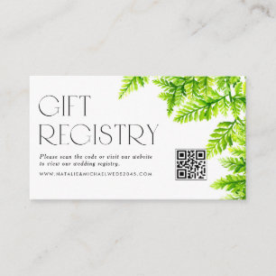 Tarjeta De Recepción Chartreuse Green Ferns Registro de Bodas de código