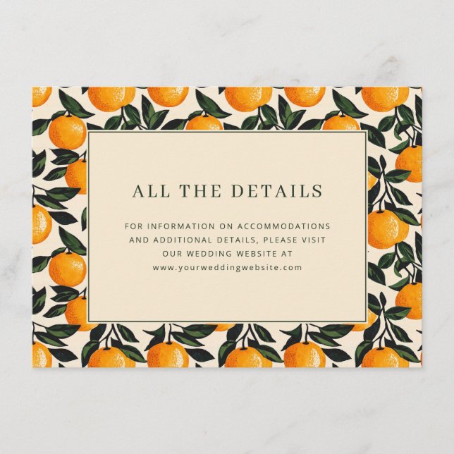 Tarjeta De Recepción Cheerful Orange Botanical (Anverso)