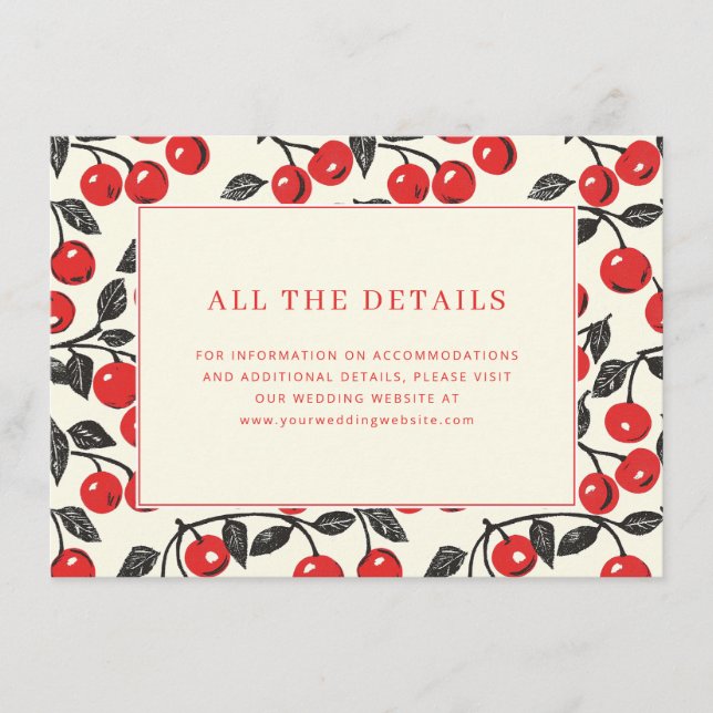Tarjeta De Recepción Cheerful Red Cherry Border (Anverso)