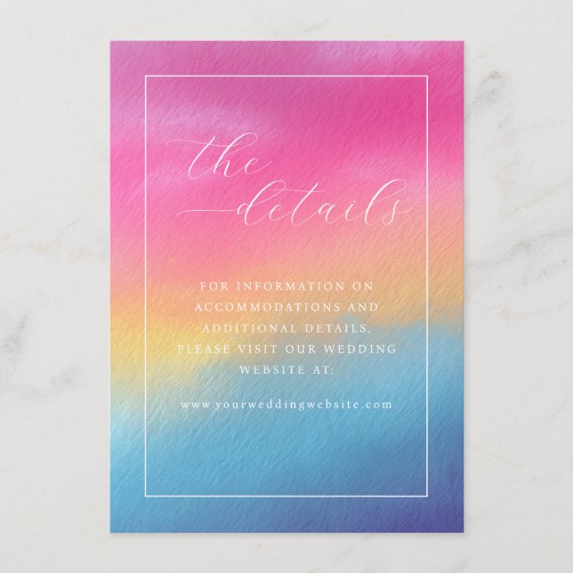 Tarjeta De Recepción Cheerful Watercolor Gradient Ombre (Anverso)
