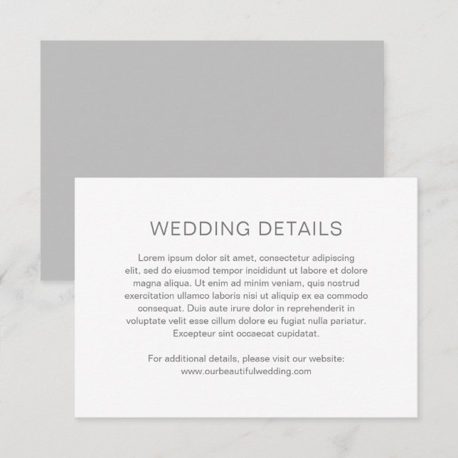 Tarjeta De Recepción Chelsea Grey Moderno Boda (Anverso / Reverso)