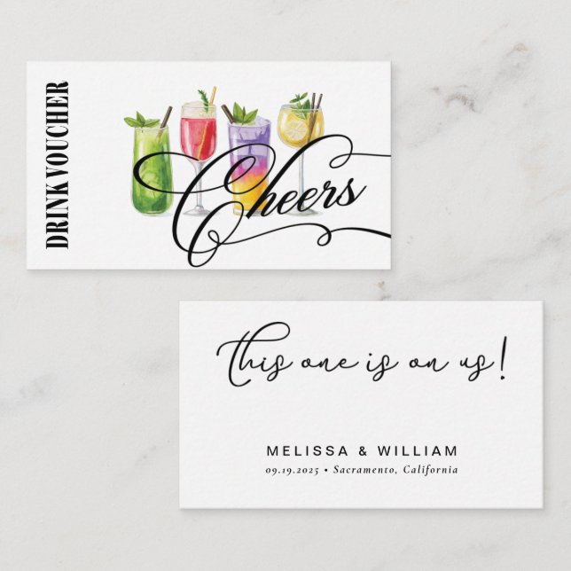 Tarjeta De Recepción Cheque moderno de cupón para bebidas (Anverso / Reverso)