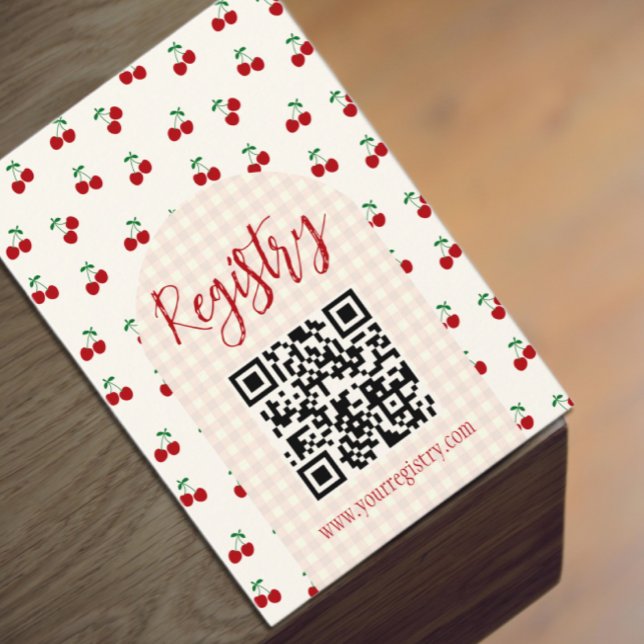 Tarjeta De Recepción Cherries Baby Shower Registry (Subido por el creador)