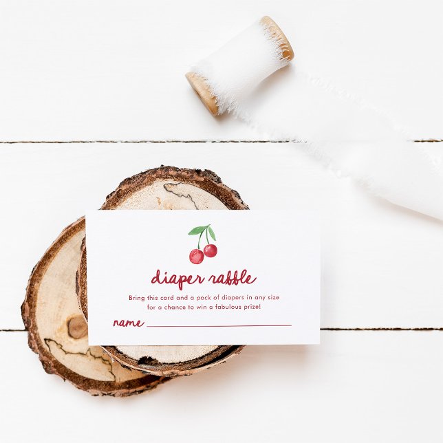 Tarjeta De Recepción Cherries Retro Rojo Whimsical | Diaper Raffle (Subido por el creador)
