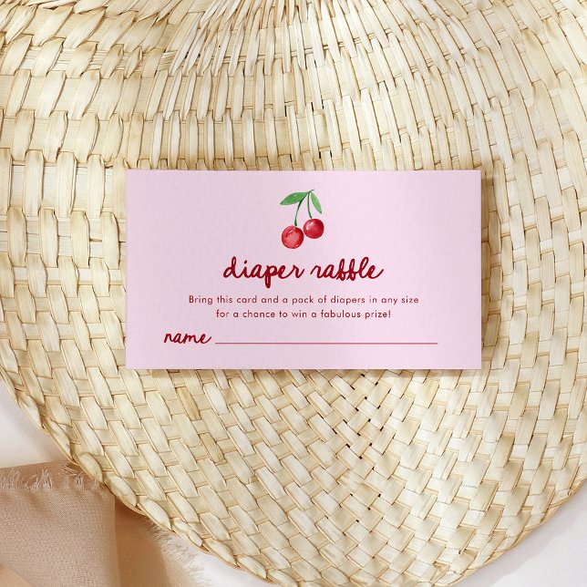 Tarjeta De Recepción Cherries Retro Rosa | Diaper Raffle (Subido por el creador)