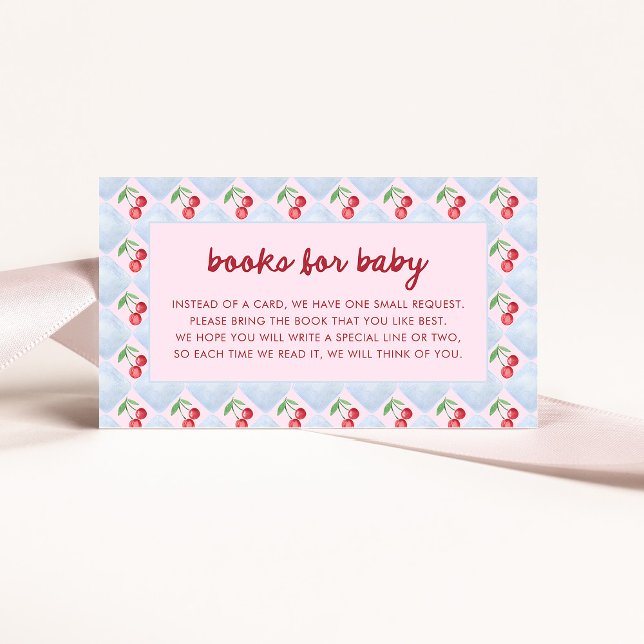 Tarjeta De Recepción Cherries Retro Rosa | Libros para bebés (Subido por el creador)