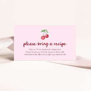 Tarjeta De Recepción Cherries Retro Rosa   Solicitud de receta