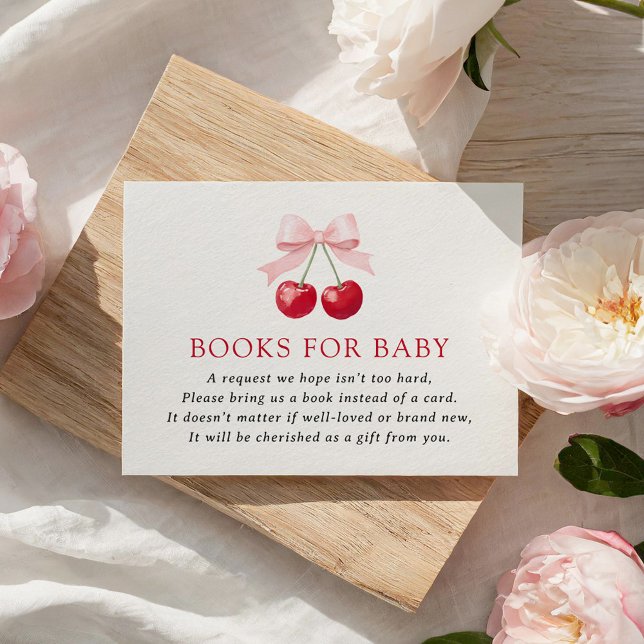 Tarjeta De Recepción Cherry Baby Shower Books para el bebé (Subido por el creador)