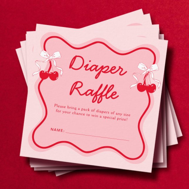 Tarjeta De Recepción Cherry Baby Shower Diaper Raffle (Subido por el creador)