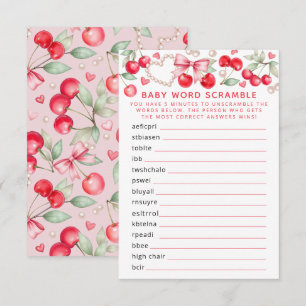 Tarjeta De Recepción Cherry Baby Shower Word Scramble Game