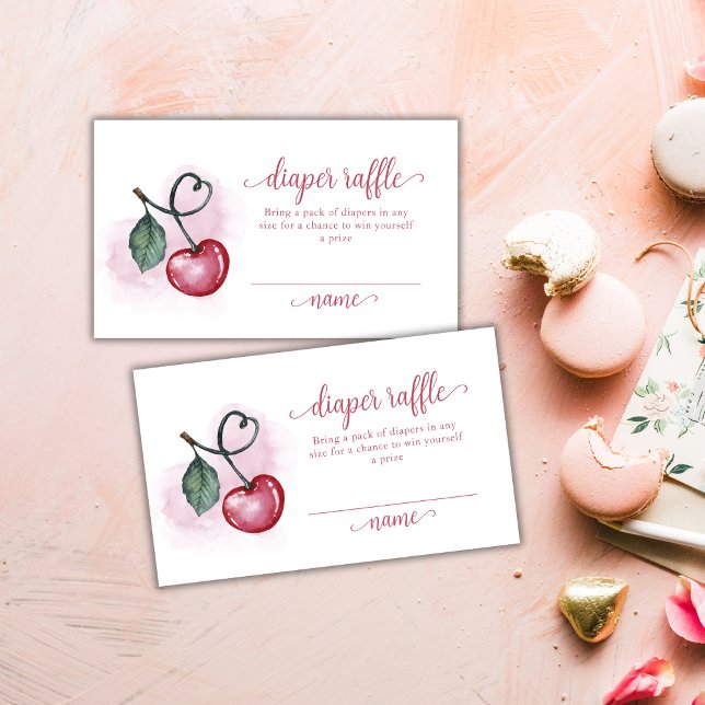 Tarjeta De Recepción Cherry Berry Supat Diaper Raffle Baby Shower (Cherry Berry Sweetheat Diaper Raffle Baby Shower Enclosure Card)