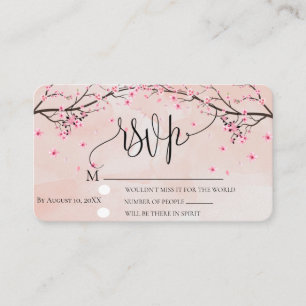 Tarjeta De Recepción Cherry Blossom acuarela Pink Floral Wedding RSVP