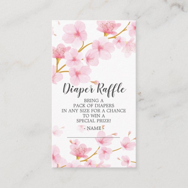 Tarjeta De Recepción Cherry Blossom Baby Shower Diaper Raffle (Anverso)