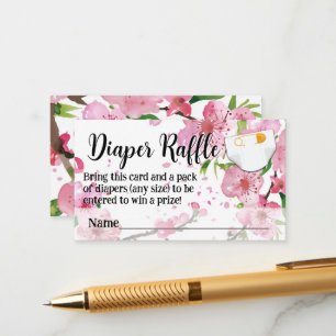 Tarjeta De Recepción Cherry Blossom Chica Baby Shower Diaper Raffle