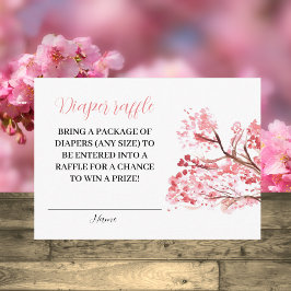 Tarjeta De Recepción Cherry Blossom Floral Diaper Raffle Baby Shower