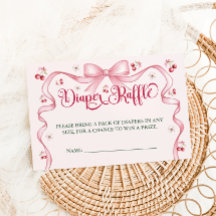 Cherry Bow Baby Shower Diaper Raffle