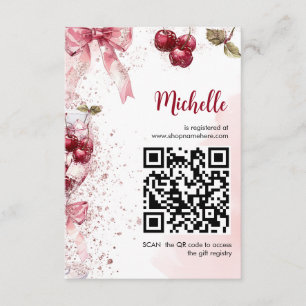 Tarjeta De Recepción Cherry en la cima de la ducha de novia en verano d