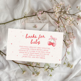 Tarjeta De Recepción Cherry on Top Coquette Bow Books para Baby Shower