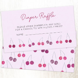 Tarjeta De Recepción Cherry Pink Baby Shower Diaper Raffle