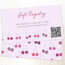 Cherry Pink Baby Shower Registro de Regalos QR Cód