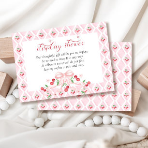 Tarjeta De Recepción Cherry Pink Bow Baby Shower Display Shower