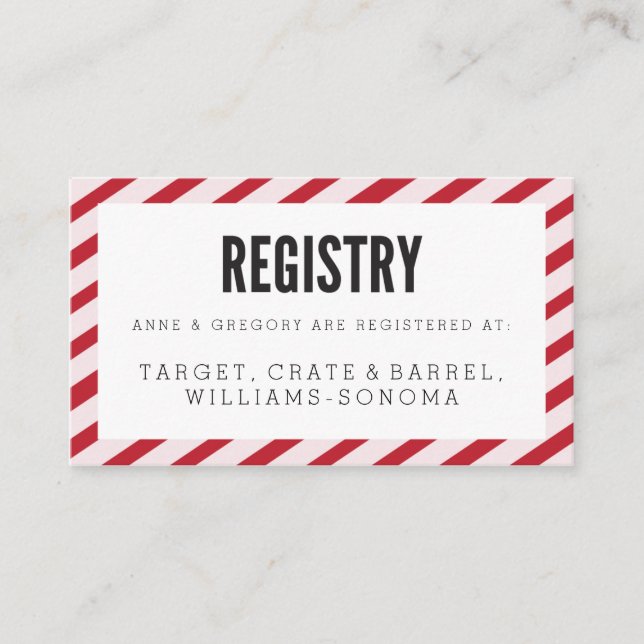 Tarjeta De Recepción Cherry Red Carnival Strips Registry Insert Card (Anverso)