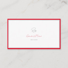 Tarjeta De Recepción Cherry Red Simple Elegante Moda Boda SVP