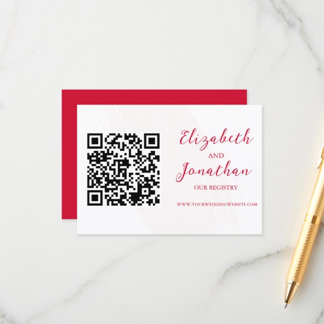 Tarjeta De Recepción Cherry Red Wedding Registry (Anverso/Reverso In Situ)