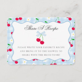 Tarjeta De Recepción Cherry Sweet Blue Coquette Bow Comparte Una Tarjet