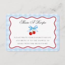 Tarjeta De Recepción Cherry Sweet Blue Coquette Bow Comparte Una Tarjet