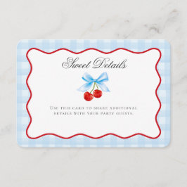 Tarjeta De Recepción Cherry Sweet Blue Coquette Bow Detalles Insertar T